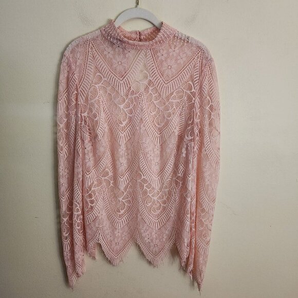 Bebe Unique Pink Lace Over Top Fairycore Barbiecore Bohemian Size XL - Picture 2 of 5
